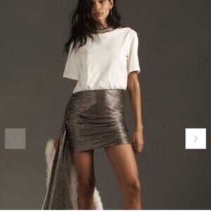 Anthropologie Silver Metallic Mini Dress